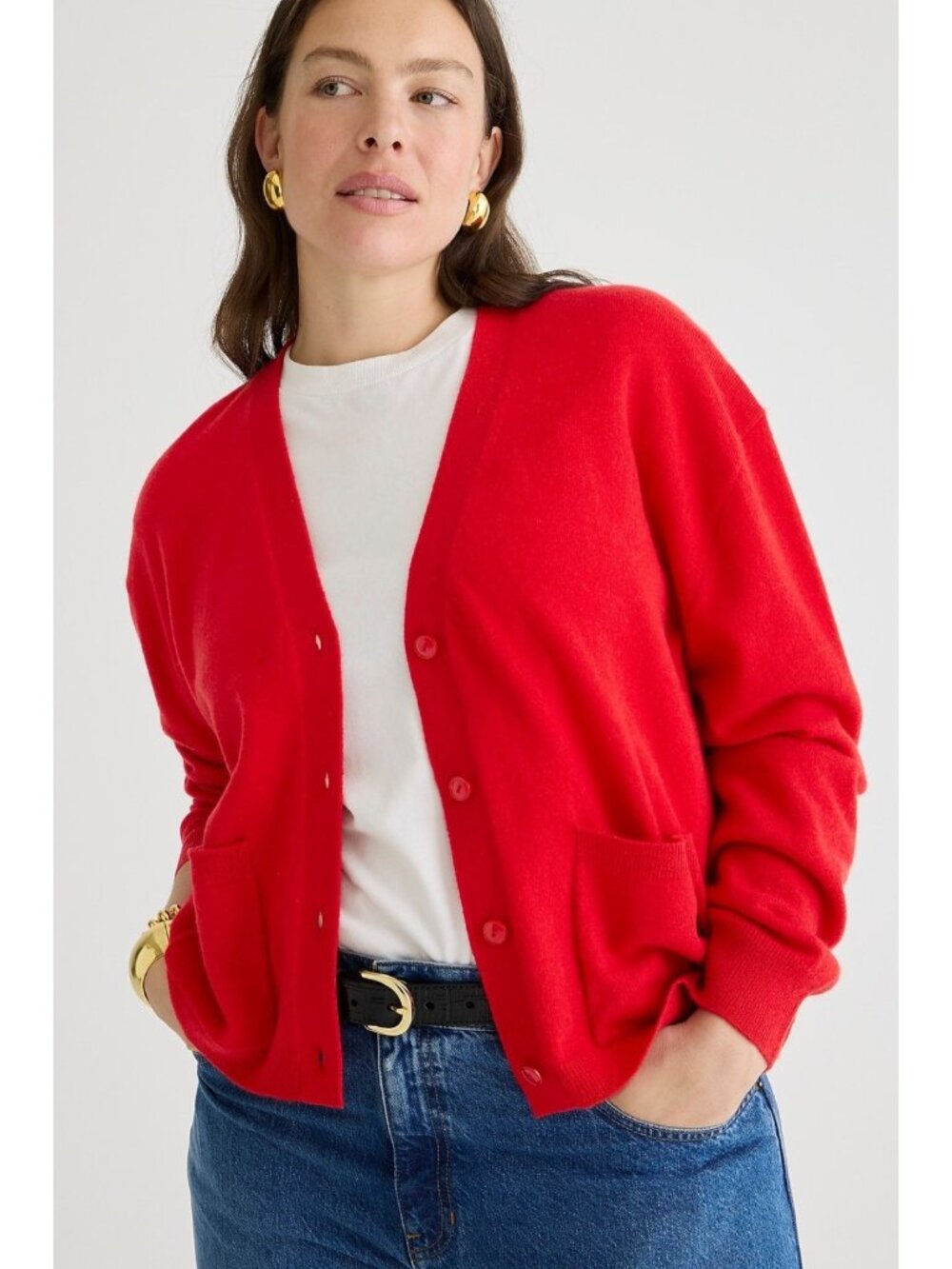 NWT J.Crew Cashmere Patch-Pocket Cardigan Sweater in Holiday Red XL